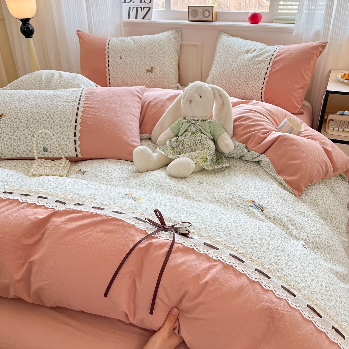 91家纺网 家纺一手货源 找家纺 （总）菲梵家纺 2026新款法式花边A类云朵棉床笠单件被套单品单被套