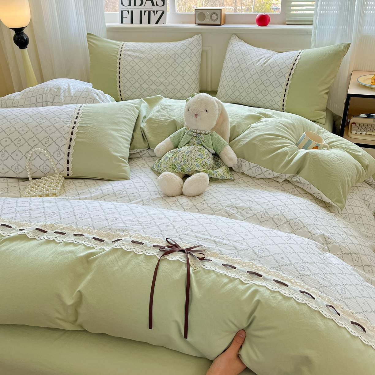 91家纺网 家纺一手货源 找家纺 （总）菲梵家纺 2026新款法式花边A类云朵棉床笠单件被套单品单被套