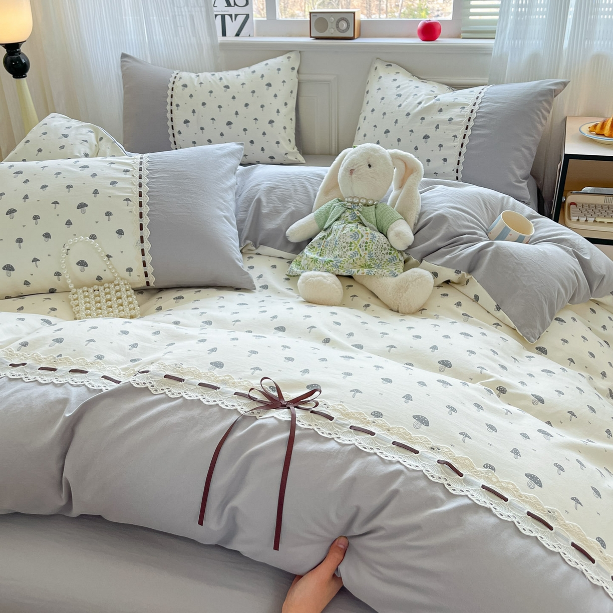 91家纺网 家纺一手货源 找家纺 （总）菲梵家纺 2026新款法式花边A类云朵棉床笠单件被套单品单被套