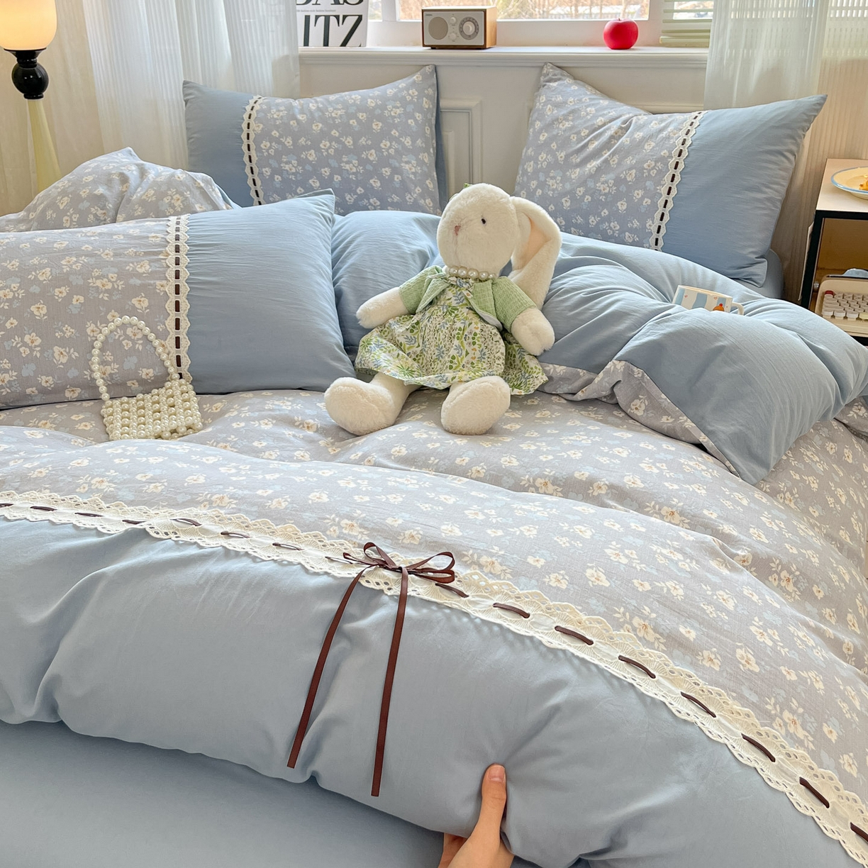 91家纺网 家纺一手货源 找家纺 （总）菲梵家纺 2026新款法式花边A类云朵棉床笠单件被套单品单被套