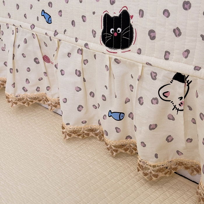 91家纺网 家纺一手货源 找家纺 美达家纺 2026新款密道款夹棉全棉防滑榻榻米 粉红顽皮猫