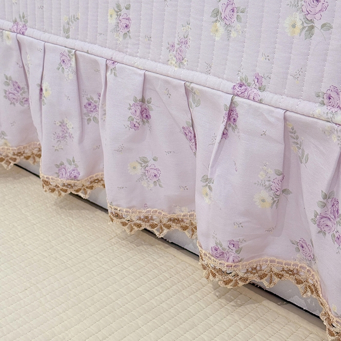 91家纺网 家纺一手货源 找家纺 美达家纺 2026新款密道款夹棉全棉防滑榻榻米 花叶私语-紫