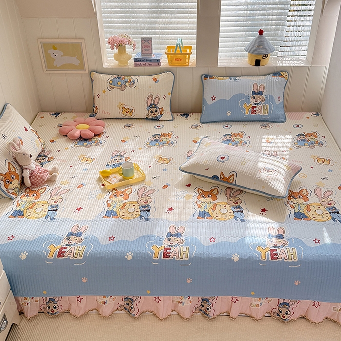 91家纺网 家纺一手货源 找家纺 美达家纺 2026新款密道款夹棉全棉防滑榻榻米 萌趣cp