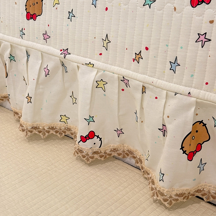 91家纺网 家纺一手货源 找家纺 美达家纺 2026新款密道款夹棉全棉防滑榻榻米 星星凯蒂猫