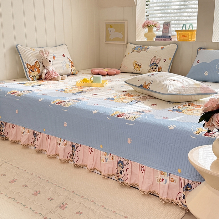 91家纺网 家纺一手货源 找家纺 美达家纺 2026新款密道款夹棉全棉防滑榻榻米 萌趣cp