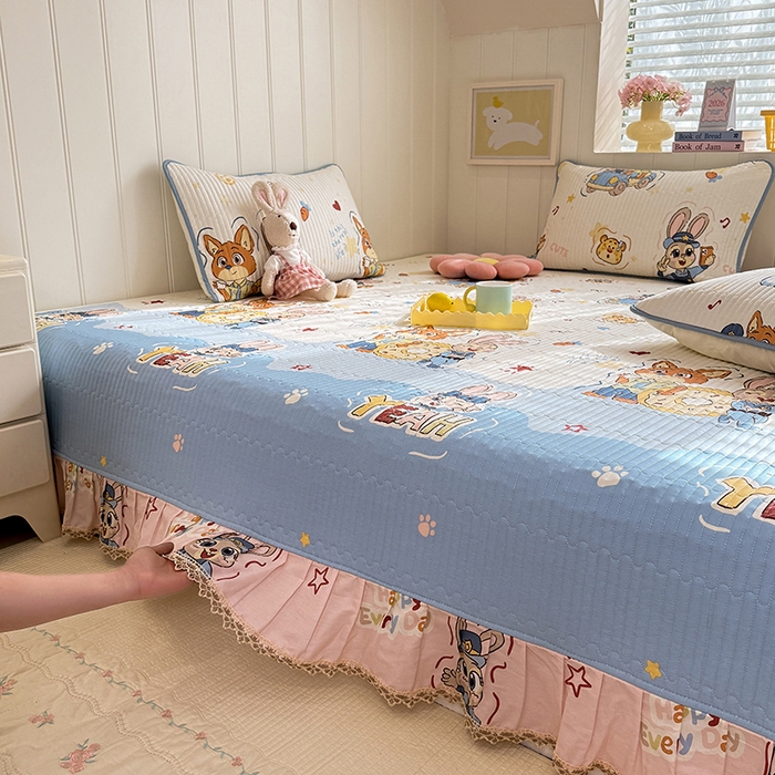 91家纺网 家纺一手货源 找家纺 美达家纺 2026新款密道款夹棉全棉防滑榻榻米 萌趣cp