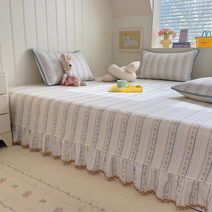 91家纺网 家纺一手货源 找家纺 美达家纺 2026新款密道款夹棉全棉防滑榻榻米 浅纹蓝