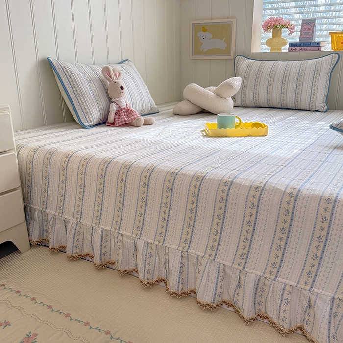 91家纺网 家纺一手货源 找家纺 美达家纺 2026新款密道款夹棉全棉防滑榻榻米 浅纹蓝