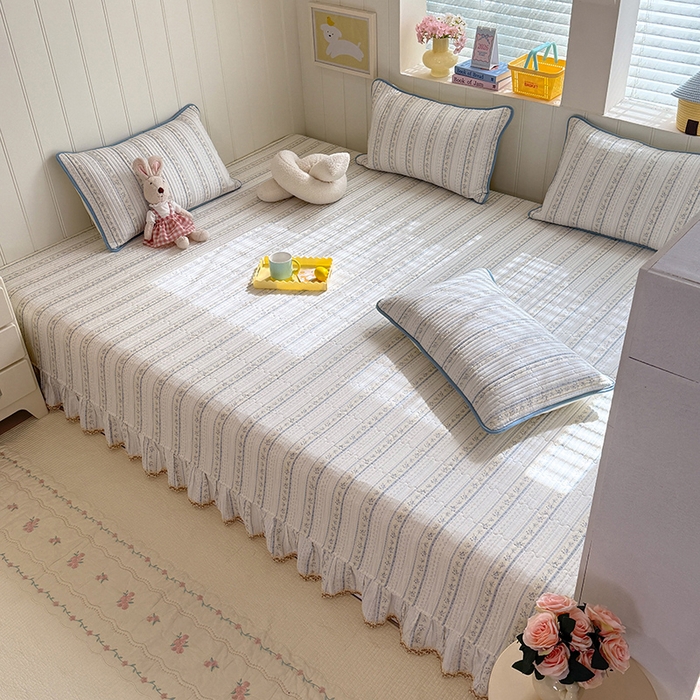 91家纺网 家纺一手货源 找家纺 美达家纺 2026新款密道款夹棉全棉防滑榻榻米 浅纹蓝