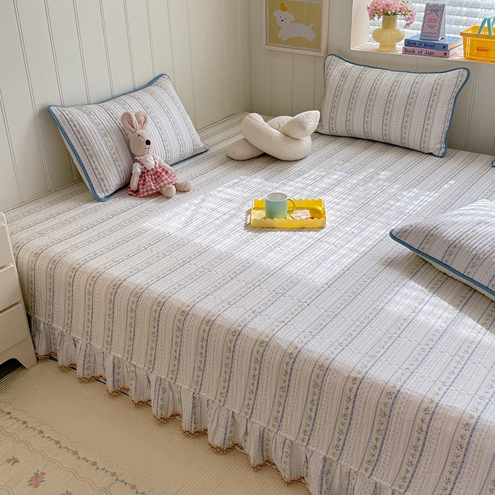 91家纺网 家纺一手货源 找家纺 美达家纺 2026新款密道款夹棉全棉防滑榻榻米 浅纹蓝