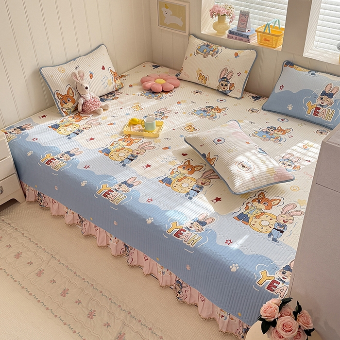 91家纺网 家纺一手货源 找家纺 美达家纺 2026新款密道款夹棉全棉防滑榻榻米 萌趣cp