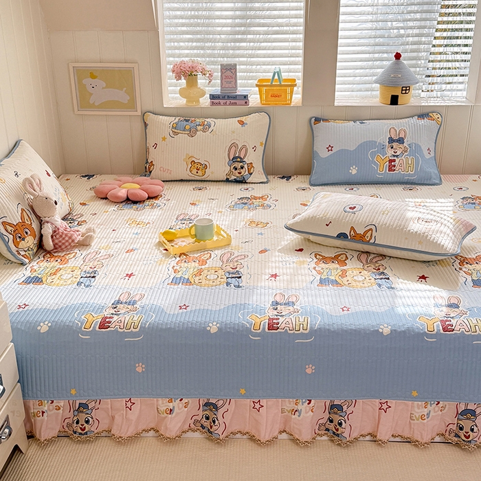 91家纺网 家纺一手货源 找家纺 美达家纺 2026新款密道款夹棉全棉防滑榻榻米 萌趣cp