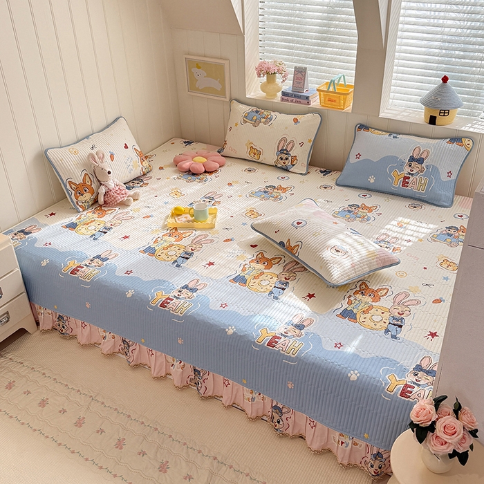 91家纺网 家纺一手货源 找家纺 美达家纺 2026新款密道款夹棉全棉防滑榻榻米 萌趣cp