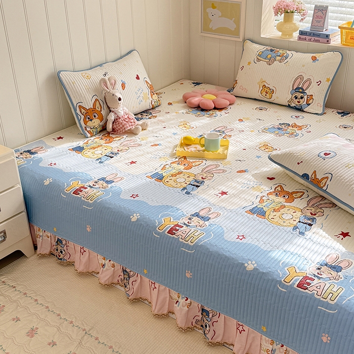 91家纺网 家纺一手货源 找家纺 美达家纺 2026新款密道款夹棉全棉防滑榻榻米 萌趣cp