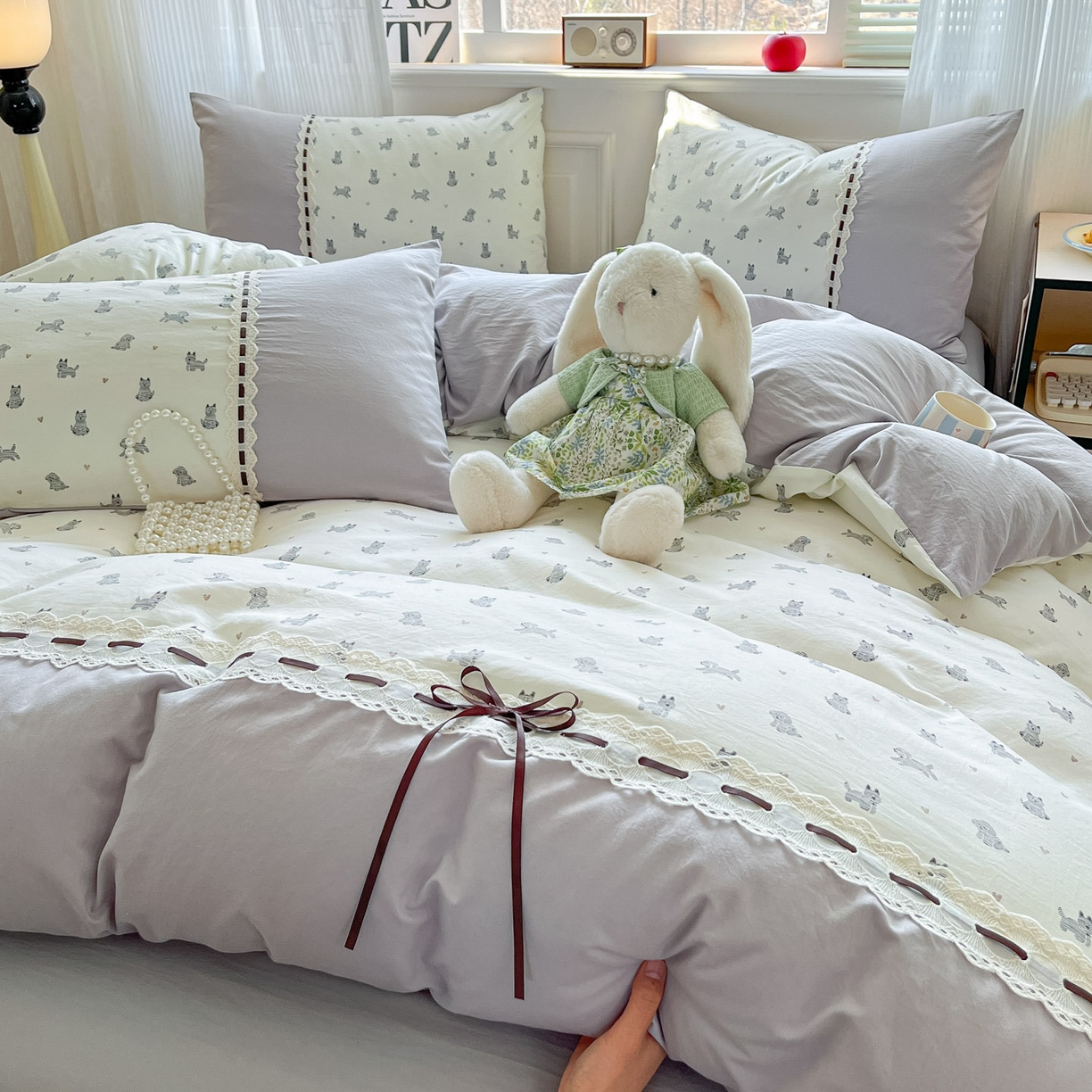 91家纺网 家纺一手货源 找家纺 （总）菲梵家纺 2026新款法式花边A类云朵棉床笠单件被套单品单被套