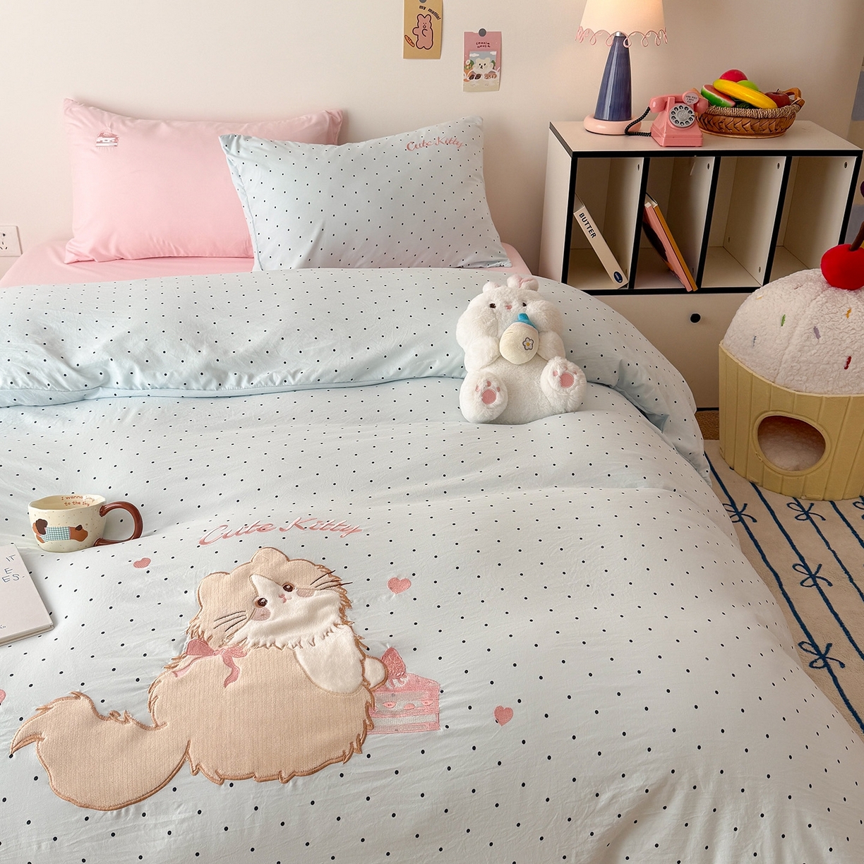 91家纺网 家纺一手货源 找家纺 （总）吾欢心 2026春夏新款水洗棉可爱卡通贴布绣花四件套夏被四件套