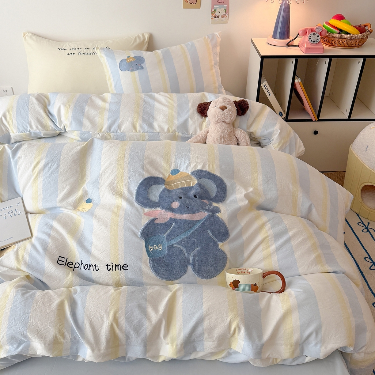 91家纺网 家纺一手货源 找家纺 （总）吾欢心 2026春夏新款水洗棉可爱卡通贴布绣花四件套夏被四件套