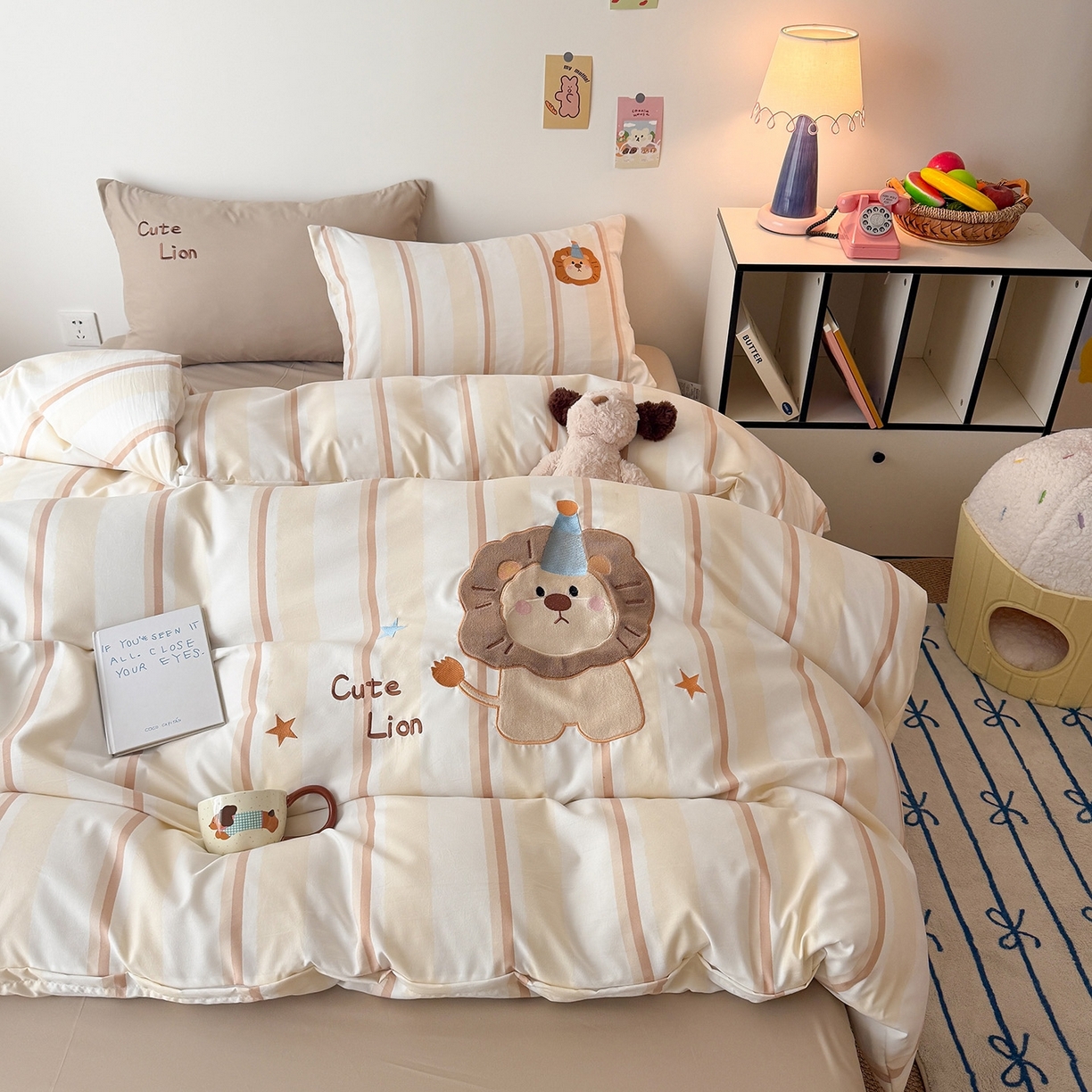 91家纺网 家纺一手货源 找家纺 （总）吾欢心 2026春夏新款水洗棉可爱卡通贴布绣花四件套夏被四件套