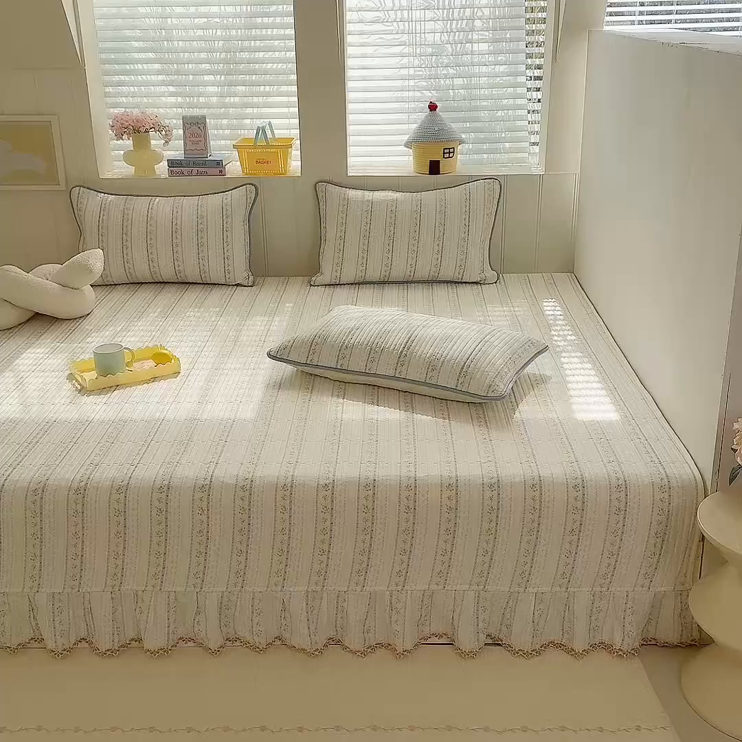 91家纺网 家纺一手货源 找家纺 美达家纺 2026新款密道款夹棉全棉防滑榻榻米 浅纹蓝