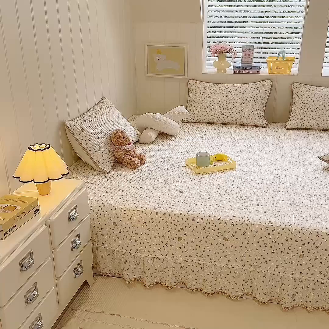 91家纺网 家纺一手货源 找家纺 美达家纺 2026新款密道款夹棉全棉防滑榻榻米 微花尔尔