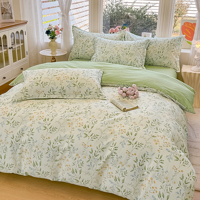 91家纺网 家纺一手货源 找家纺 佑金甜 2026新款精梳全棉印花四件套 林间小筑