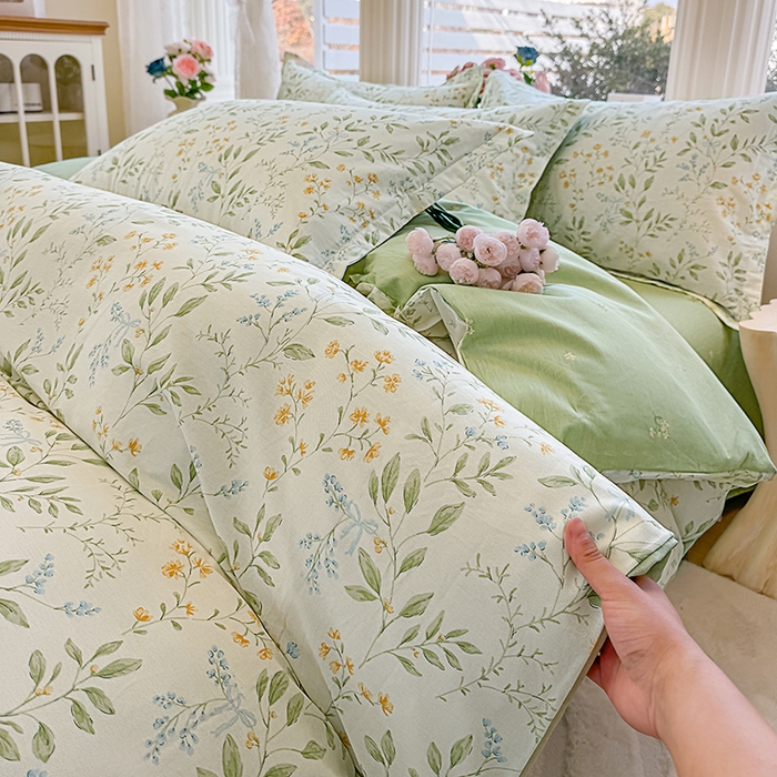 91家纺网 家纺一手货源 找家纺 佑金甜 2026新款精梳全棉印花四件套 林间小筑