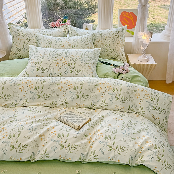 91家纺网 家纺一手货源 找家纺 佑金甜 2026新款精梳全棉印花四件套 林间小筑