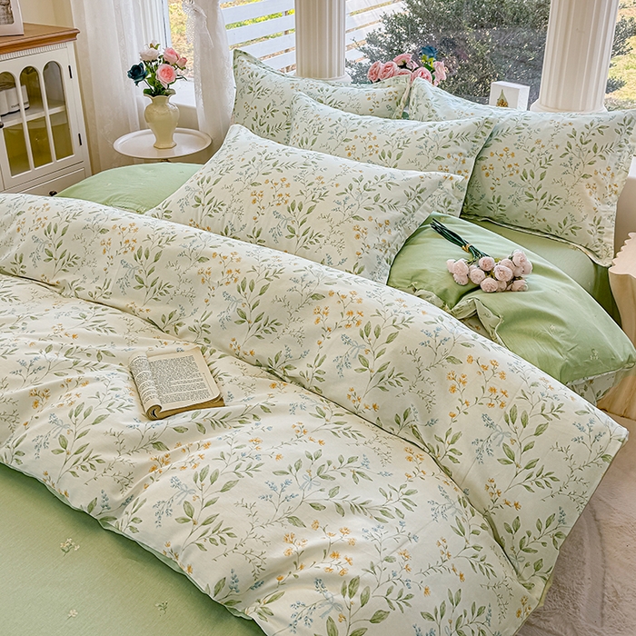 91家纺网 家纺一手货源 找家纺 佑金甜 2026新款精梳全棉印花四件套 林间小筑