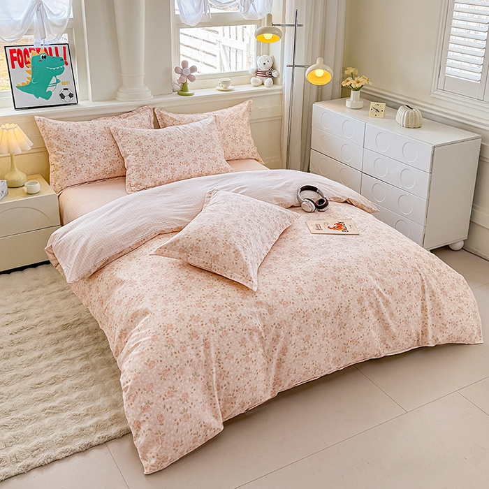 91家纺网 家纺一手货源 找家纺 佑金甜 2026新款精梳全棉印花四件套 玫瑰华集