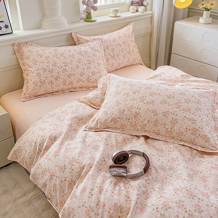 91家纺网 家纺一手货源 找家纺 佑金甜 2026新款精梳全棉印花四件套 玫瑰华集