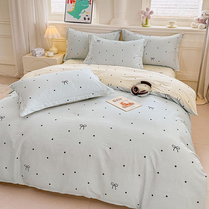 91家纺网 家纺一手货源 找家纺 佑金甜 2026新款精梳全棉印花四件套 奶盐气泡