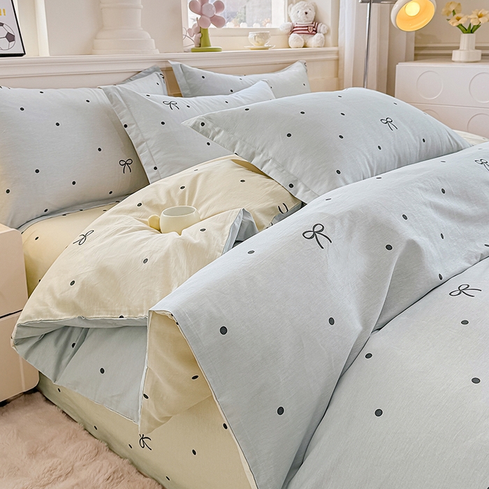 91家纺网 家纺一手货源 找家纺 佑金甜 2026新款精梳全棉印花四件套 奶盐气泡