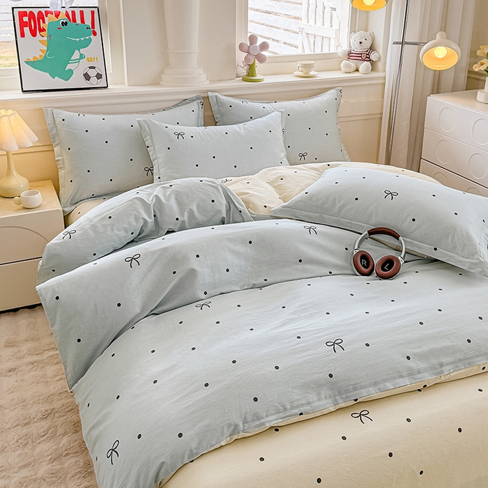 91家纺网 家纺一手货源 找家纺 佑金甜 2026新款精梳全棉印花四件套 奶盐气泡