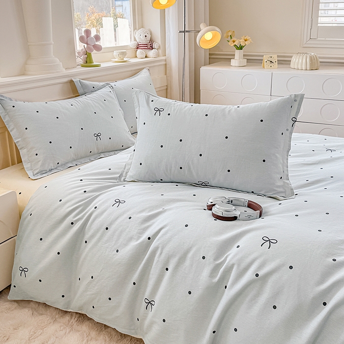 91家纺网 家纺一手货源 找家纺 佑金甜 2026新款精梳全棉印花四件套 奶盐气泡