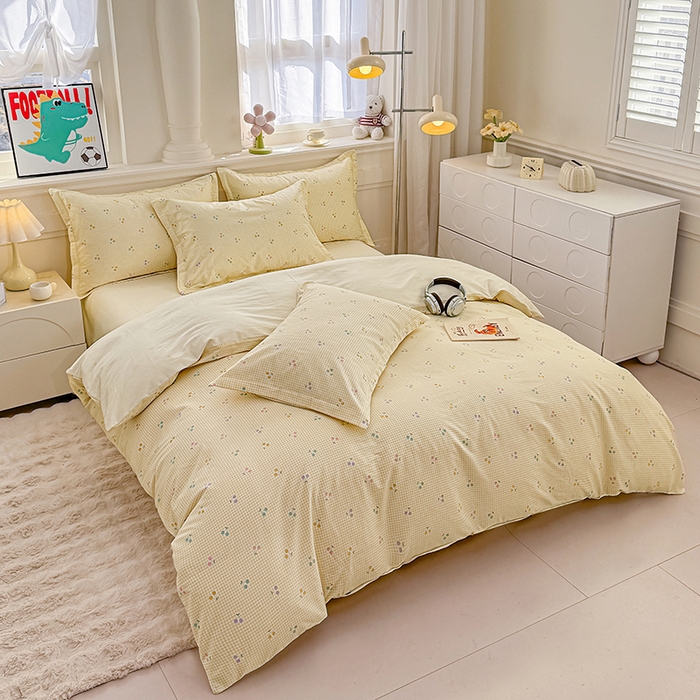 91家纺网 家纺一手货源 找家纺 佑金甜 2026新款精梳全棉印花四件套 奶油派