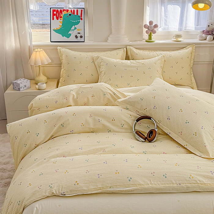 91家纺网 家纺一手货源 找家纺 佑金甜 2026新款精梳全棉印花四件套 奶油派