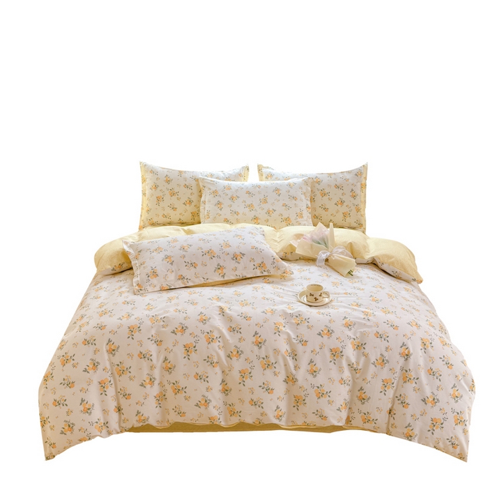 91家纺网 家纺一手货源 找家纺 佑金甜 2026新款精梳全棉印花四件套 柠夏