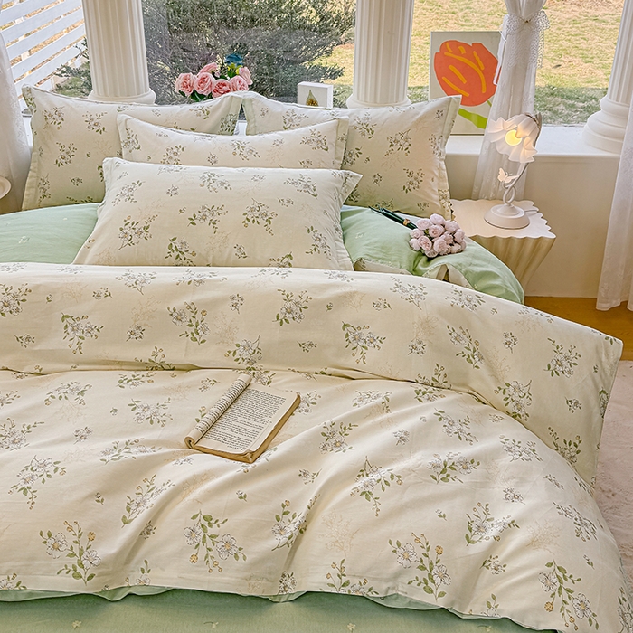 91家纺网 家纺一手货源 找家纺 佑金甜 2026新款精梳全棉印花四件套 青枝白樱