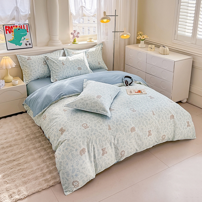 91家纺网 家纺一手货源 找家纺 佑金甜 2026新款精梳全棉印花四件套 森友会