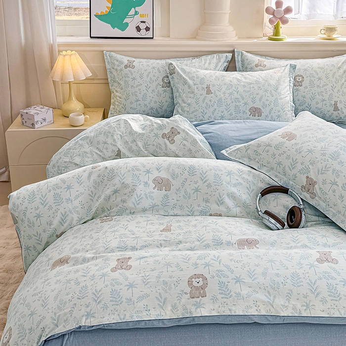 91家纺网 家纺一手货源 找家纺 佑金甜 2026新款精梳全棉印花四件套 森友会