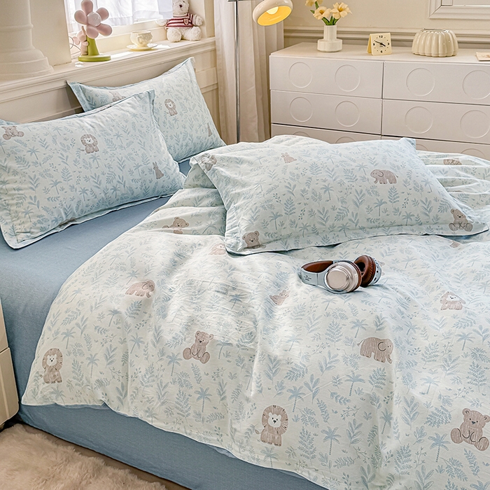 91家纺网 家纺一手货源 找家纺 佑金甜 2026新款精梳全棉印花四件套 森友会