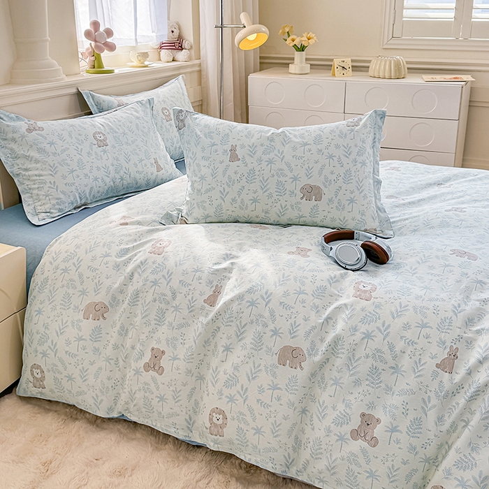 91家纺网 家纺一手货源 找家纺 佑金甜 2026新款精梳全棉印花四件套 森友会