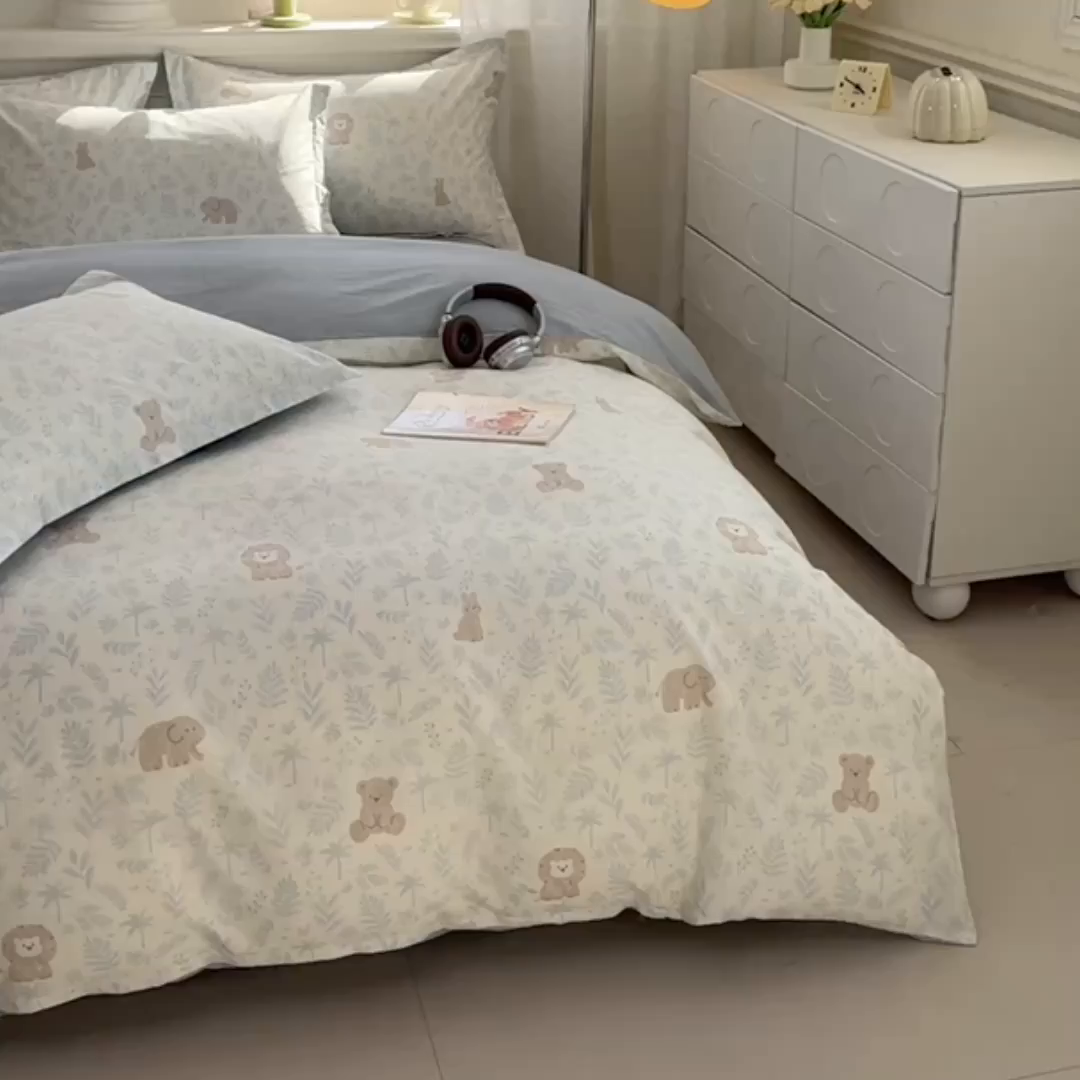 91家纺网 家纺一手货源 找家纺 佑金甜 2026新款精梳全棉印花四件套 森友会