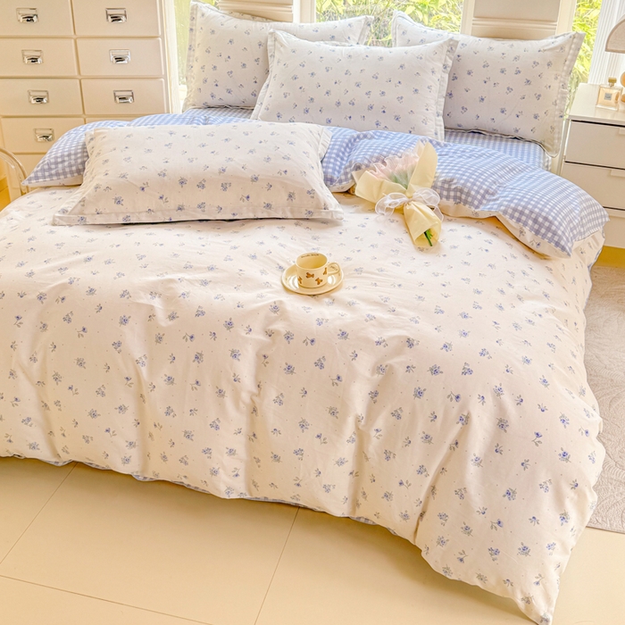 91家纺网 家纺一手货源 找家纺 佑金甜 2026新款精梳全棉印花四件套 夏日铃兰