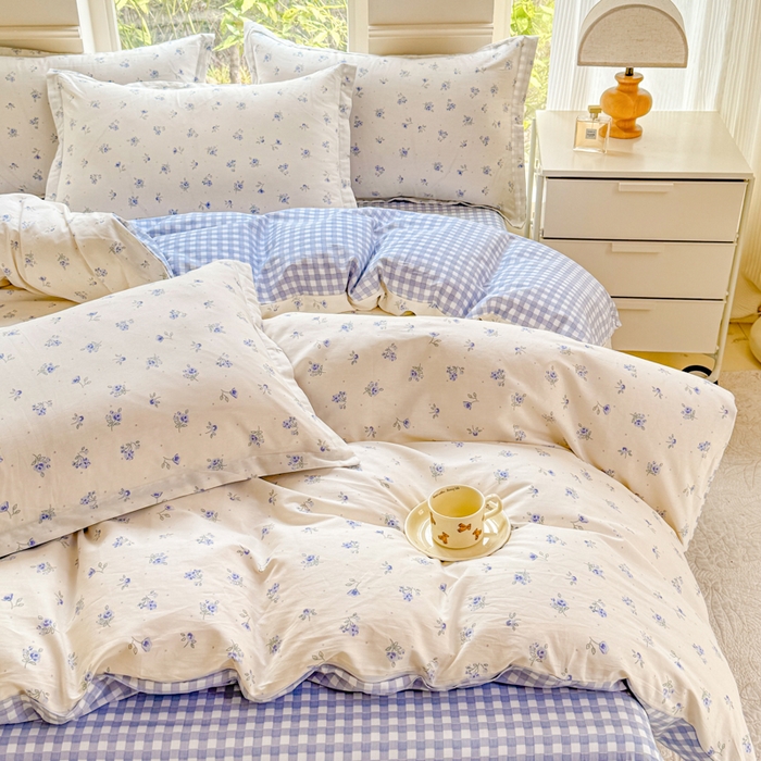 91家纺网 家纺一手货源 找家纺 佑金甜 2026新款精梳全棉印花四件套 夏日铃兰