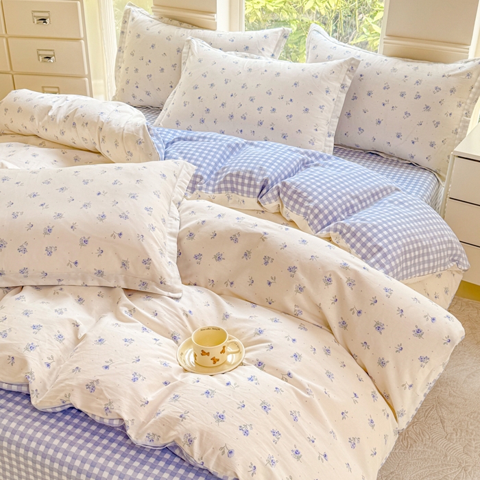 91家纺网 家纺一手货源 找家纺 佑金甜 2026新款精梳全棉印花四件套 夏日铃兰