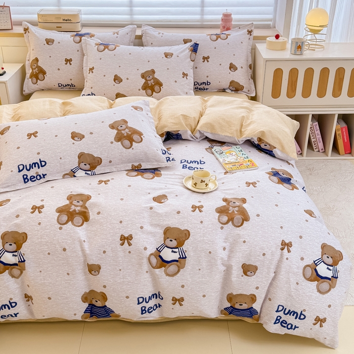 91家纺网 家纺一手货源 找家纺 佑金甜 2026新款精梳全棉印花四件套 小呆萌