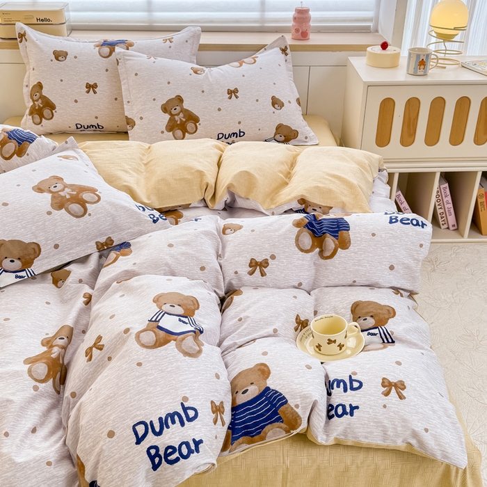 91家纺网 家纺一手货源 找家纺 佑金甜 2026新款精梳全棉印花四件套 小呆萌