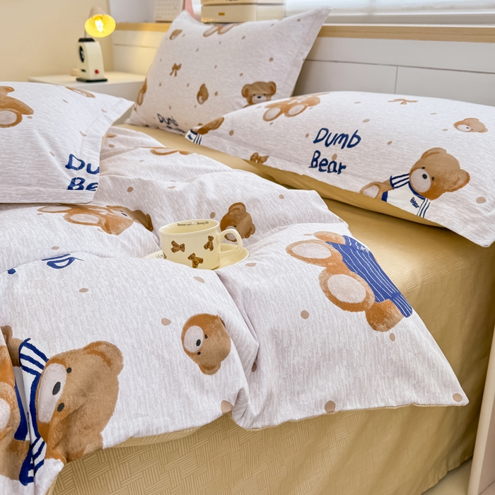 91家纺网 家纺一手货源 找家纺 佑金甜 2026新款精梳全棉印花四件套 小呆萌