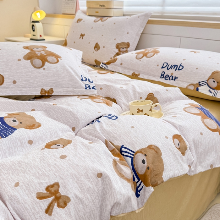 91家纺网 家纺一手货源 找家纺 佑金甜 2026新款精梳全棉印花四件套 小呆萌